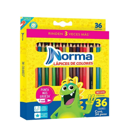 [309] Colores Norma Largos Redondos Cja C/36 Pzas Drop 009