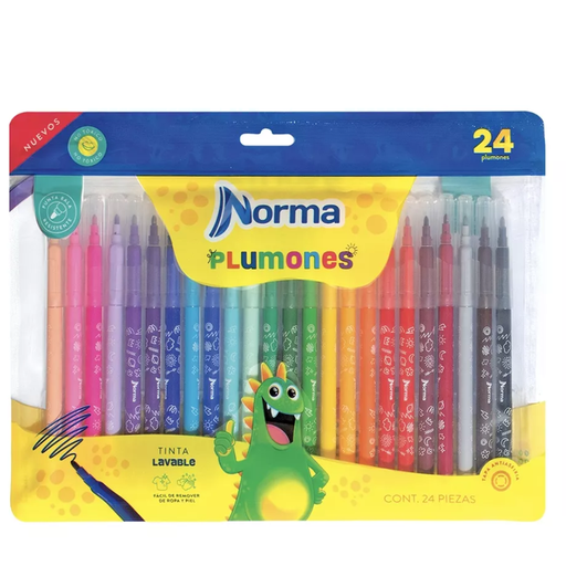 [2990] Plumones Lavables Punta Bala Norma 24 pzas Drop 009