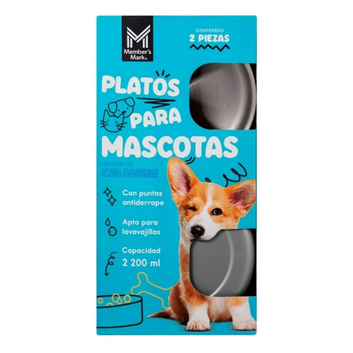 [981013119] Platos Mascotas Member's Mark 2 pzas Gris Drop002