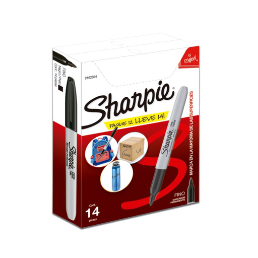 [133857] Marcador Permanente Sharpie C/12+2, Punto Fino Drop013