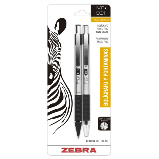 [056324] Juego Bolígrafo y Lapicero MF-301 Zebra Negro Bl/1 Drop013